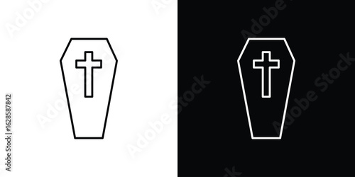 Coffin icon vector illustration sign symbol. linear design