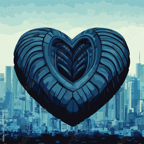 Heart-shaped Car Tire on Background