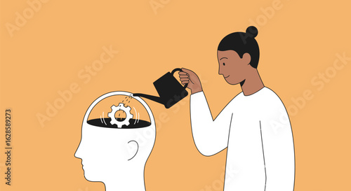 Watering can mind growth mental health concept self improvement