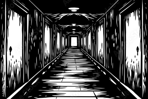 A spooky corridor with blood dripping down the walls vector illustration