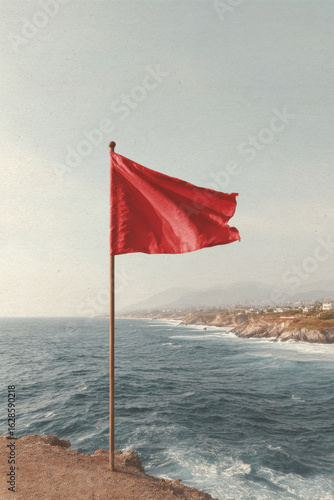 red flag on the beach