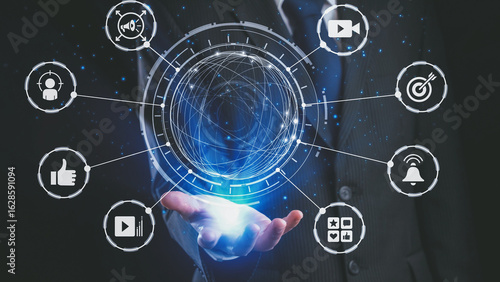 Content marketing interface with data dashboards, analytics charts, and content tools. Marketing success comes from content performance, content planning, and marketing optimization. Spire