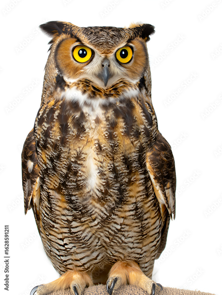 Fototapeta premium great horned owl isolated on white background