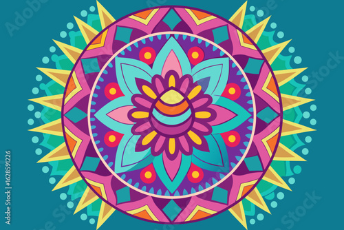 A vibrant mandala design made of Easter egg patterns vector illustration