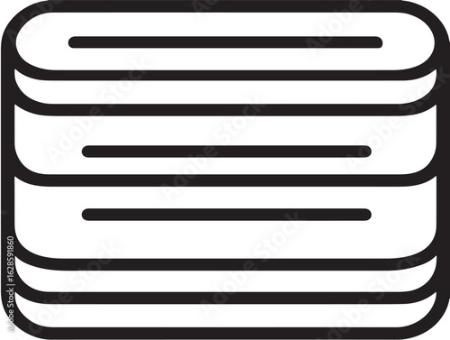 Minimal sliding drawer mechanism icon in 2D vector style