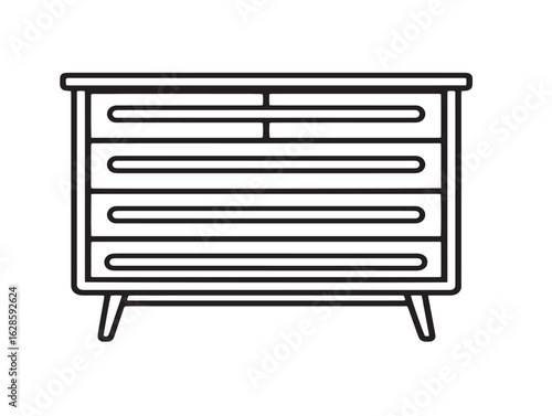 Classic wooden dresser symbol in clean 2D vector style