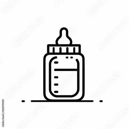 Baby bottle with a nipple in a simple line art style