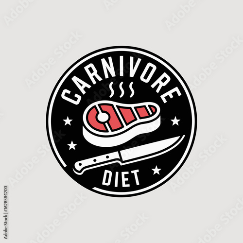 Carnivore Diet Logo with Steak and Knife – Bold Emblem Design