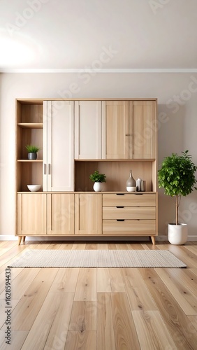 Modern light wood cabinet room