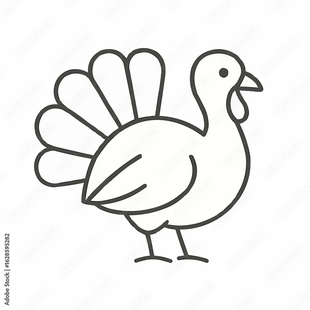 Fototapeta premium Outline drawing of a turkey in a simple, minimal style 