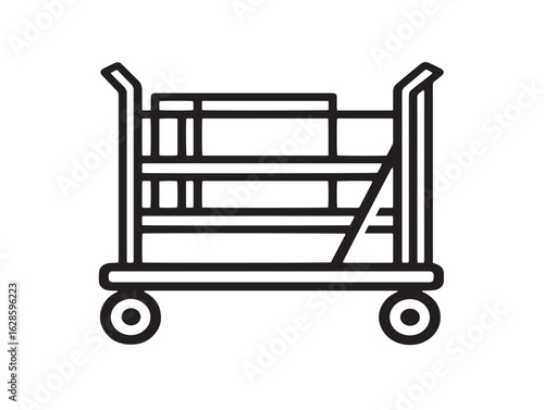 Mobile filing trolley icon in clean 2D vector style