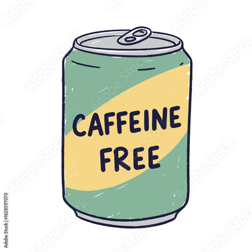Caffeine-free soda can with simple illustration design  
