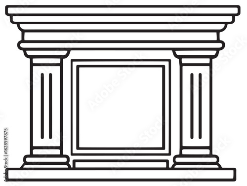 Clean fireplace mantel icon in 2D vector style