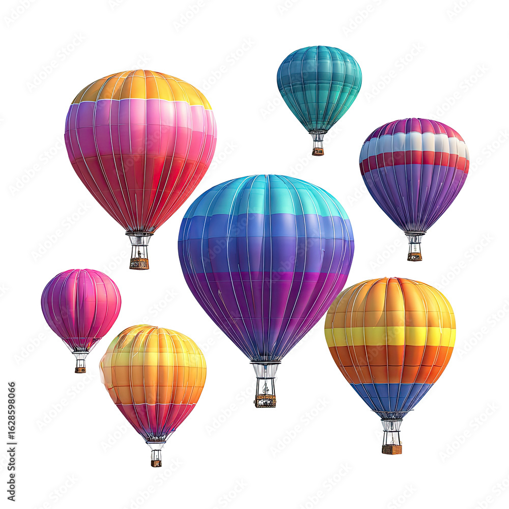 Obraz premium Colorful hot air balloons against a black background