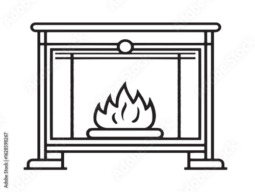 Flat outlined fireplace guard screen icon illustration