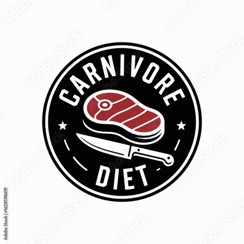 Carnivore Diet Logo with Steak and Knife – Bold Emblem Design
