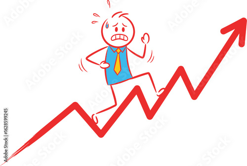 Man climbing graph business growth success financial chart concept