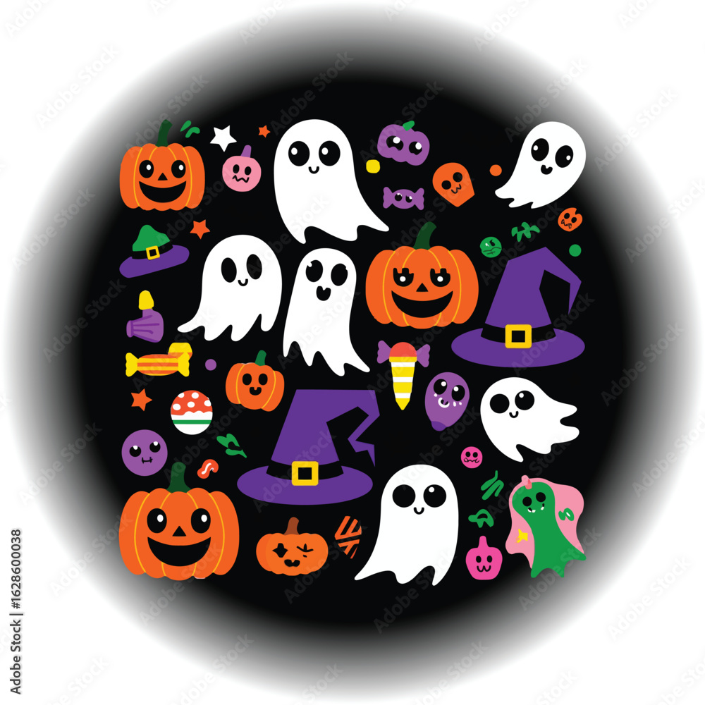 Obraz premium Spooky halloween graphic with festive elements and vibrant colors