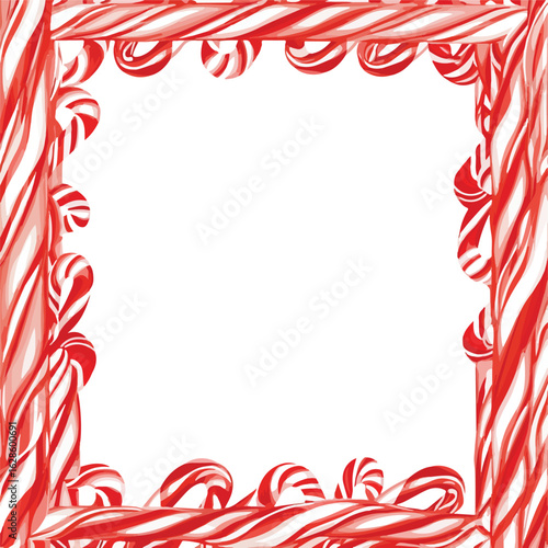 Festive Candy Cane Frame White Background