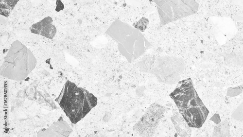 Black and white terrazzo marbled floor texture polished granite stone surface background high resolution top view for design. Wall terrazzo texture gray and black of stone granite white background