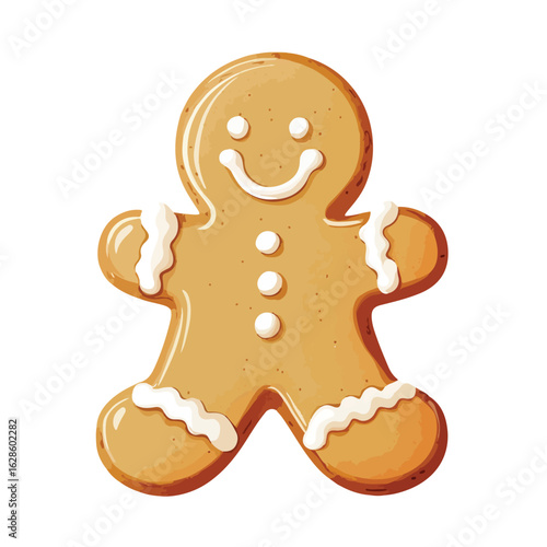 Festive Christmas Gingerbread Cookies on White