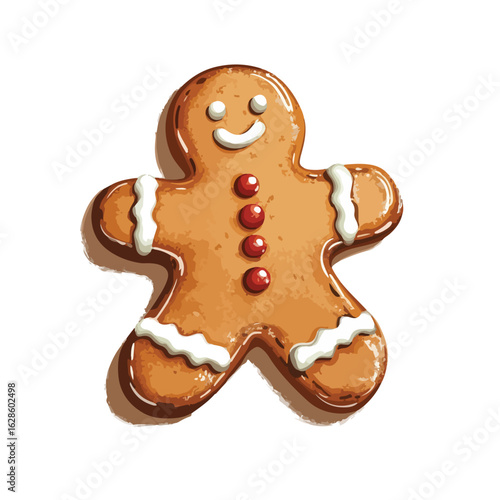 Festive Christmas Gingerbread Cookies on White