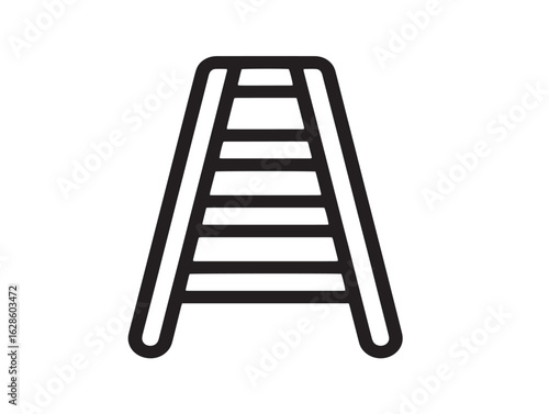 Sleek Folding Ladder Icon in Clean Contemporary Vector Line Art