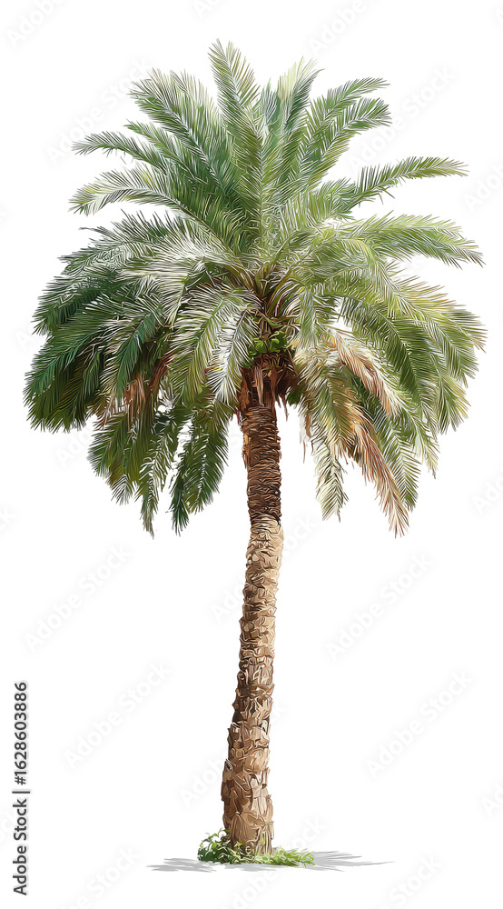 Obraz premium Isolated palm tree with feathery fronds