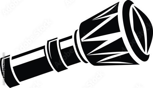 Black and White Stylized Flashlight Illustration