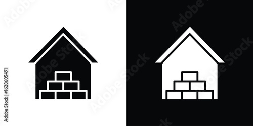Warehouse icon. simple glyph icon. Vector solid isolated black illustration.