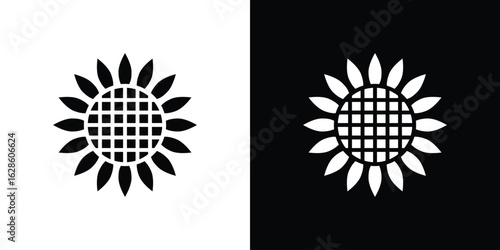 Sunflower icon. simple glyph icon. Vector solid isolated black illustration.