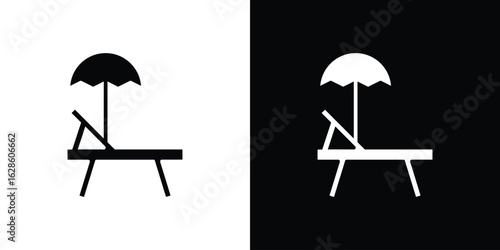 Sun bed icon. simple glyph icon. Vector solid isolated black illustration.