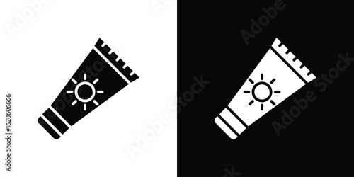 Sun cream icon. simple glyph icon. Vector solid isolated black illustration.