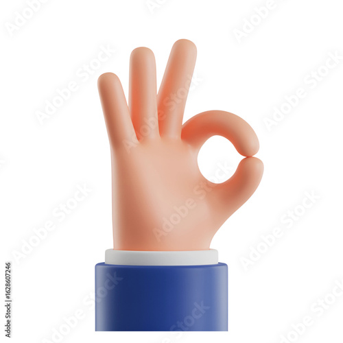 Confident hand forming perfect okay gesture conveying agreement success and positive feedback in a professional setting