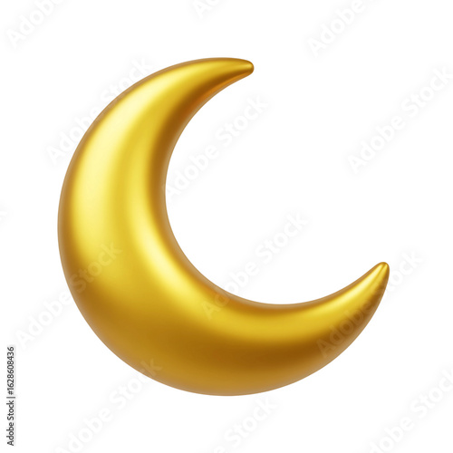 Elegant golden crescent moon shines with celestial beauty, symbolizing night, dreams, and tranquil celestial wonder for modern designs and spiritual themes
