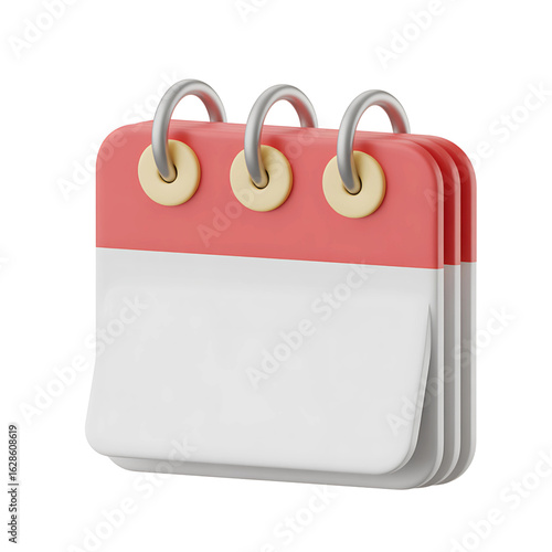 Organize your life with this clean, modern 3D calendar icon, perfect for planning, scheduling, and time management visuals, conveying efficiency and structure.