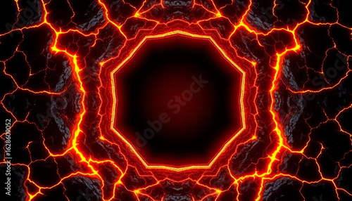 Dynamic seamless loop of a glowing fiery explosion with electric plasma, hot orange light, and powerful energy texture