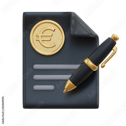 Secure your financial future with a signed contract and golden euro symbol, symbolizing prosperity and profitable agreements for business growth.