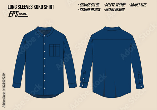 long sleeves koko shirt illustration mockup