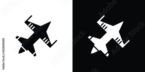 Military aircraft icon. simple glyph icon. Vector solid isolated black illustration.