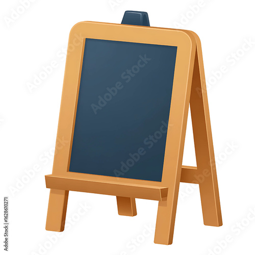 Elegant wooden easel with a dark blue chalkboard surface, perfect for displaying menus, artwork, or important announcements with a clean and modern aesthetic.