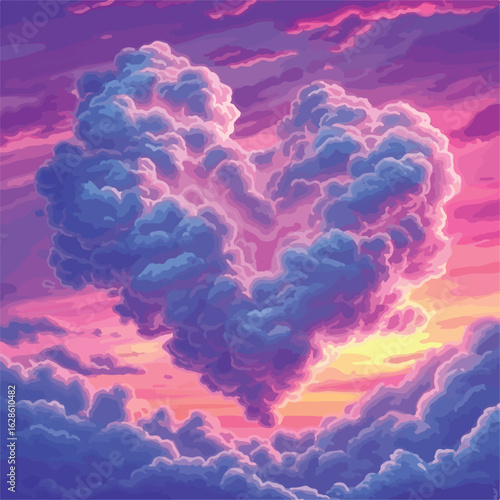 Heart-shaped cloud formation in the sky