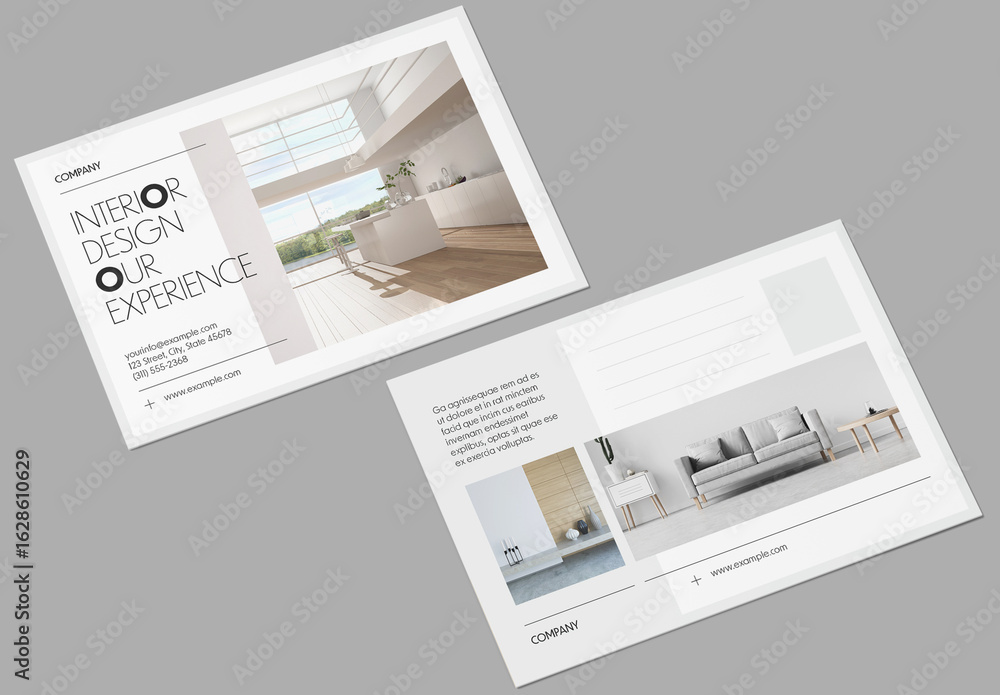 Interior Design Postcard Layout Stock Template | Adobe Stock