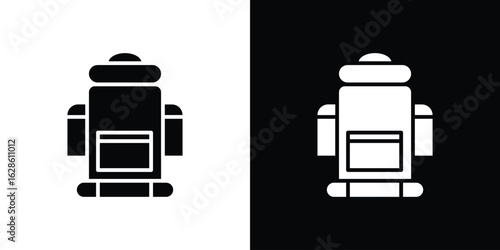 Hiking backpack icon. simple glyph icon. Vector solid isolated black illustration.