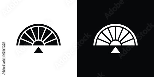 Hand fan icon. simple glyph icon. Vector solid isolated black illustration.