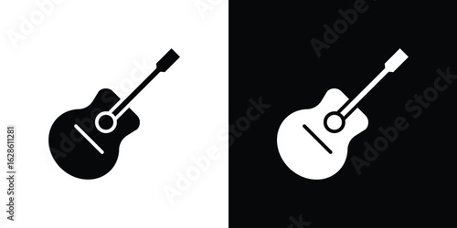 Guitar icon. simple glyph icon. Vector solid isolated black illustration.