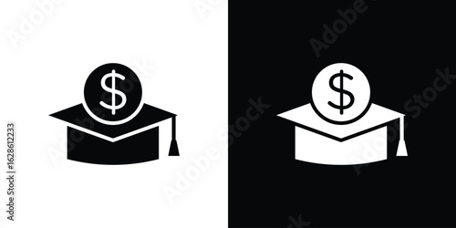 Education cost icon. simple glyph icon. Vector solid isolated black illustration.