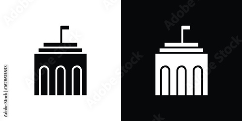 City hall building icon. simple glyph icon. Vector solid isolated black illustration.