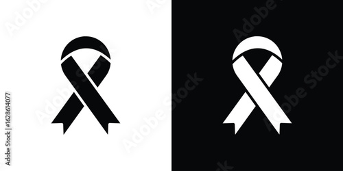 Cancer ribbon icon. simple glyph icon. Vector solid isolated black illustration.