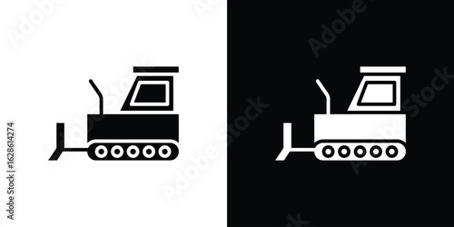 Bulldozer icon. simple glyph icon. Vector solid isolated black illustration.